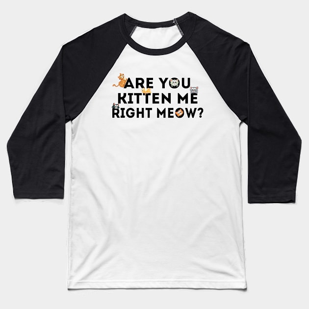 Are You Kitten Me Right Meow Baseball T-Shirt by ZenCloak